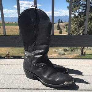 Vintage black metal cap cowboy boots